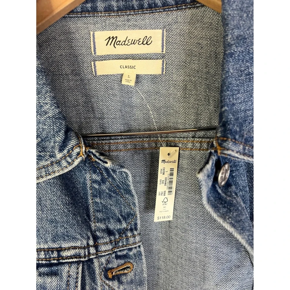 Madewell Jean Jacket Classic Indigo Blue Denim Sz L NWT